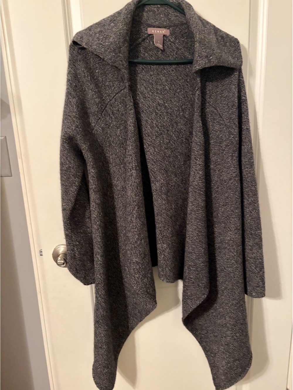 Kenar Women's Gray Wool Blend Open Front Cardigan Sweater Size S